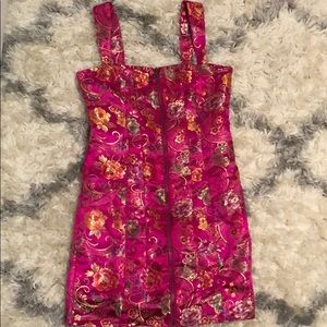 Hot pink floral embroidered dress